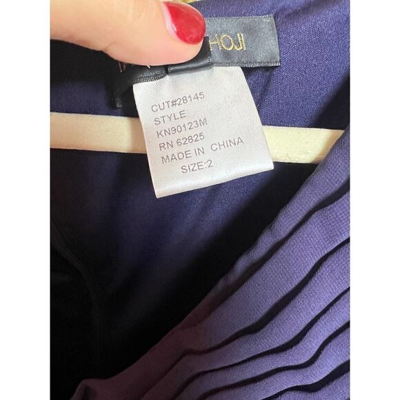 TADASHI SHOJI Purple Jeweled Embellished Silk V-neck Cocktail Dress Sz. 2 - Picture 6 of 7